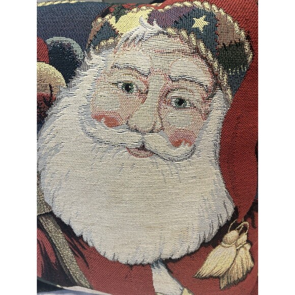 Vintage Large Old World Santa Tapestry Pillow 23x23 in. Father Christmas Fruit - Picture 3 of 7